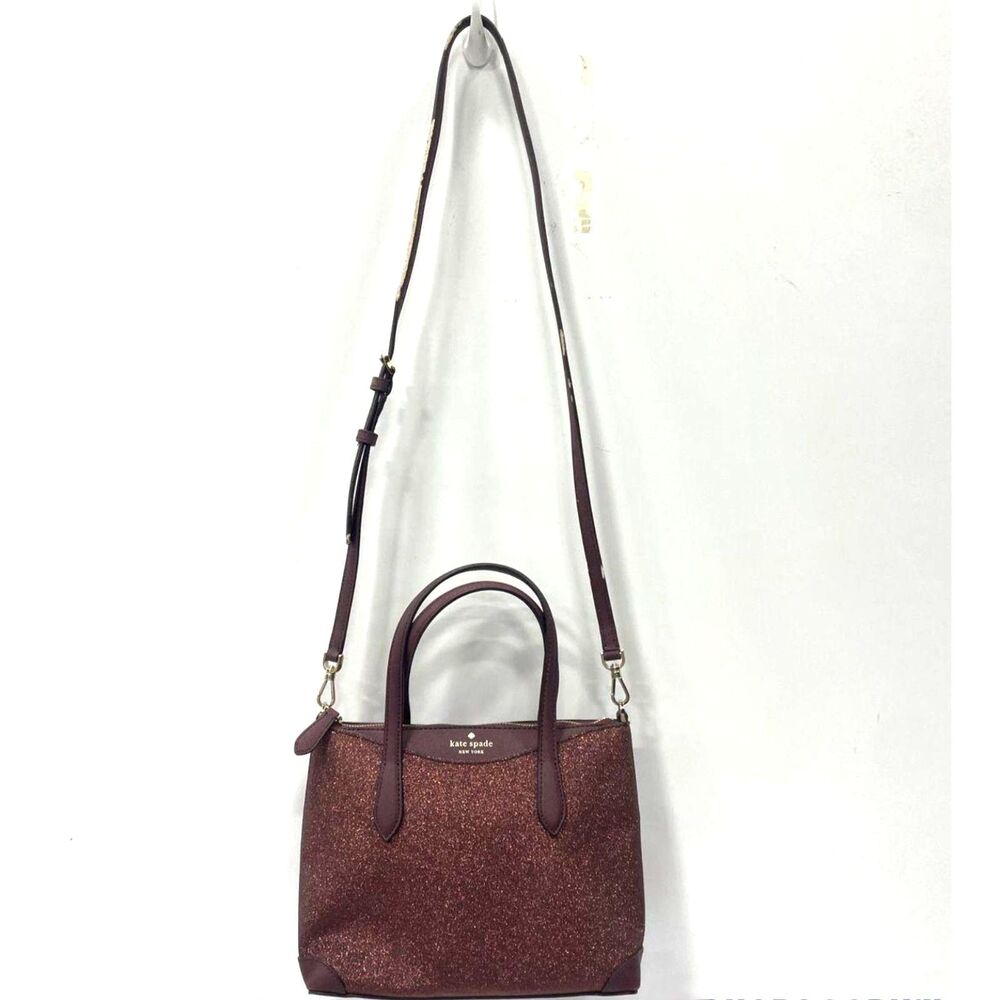 Kate Spade New York Burgundy Glitter Mini Satchel Shoulder Bag Crossbody